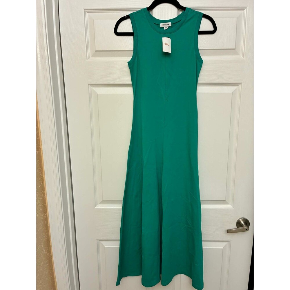 Nordstrom Maxi Dress‎ Womens XXS Green Sleeveless Cotton Stretch Casual